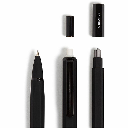U Brands Cambria Mechanical Pencils #2 - Refillable - Matte Black Barrel - 2 / Pack (2410U0424)
