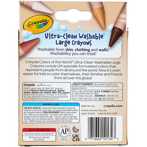 Crayola Ultra-Clean Washabe Large Crayons Assorted, Almond, Rose, Gold - 24 / Pack (520134)