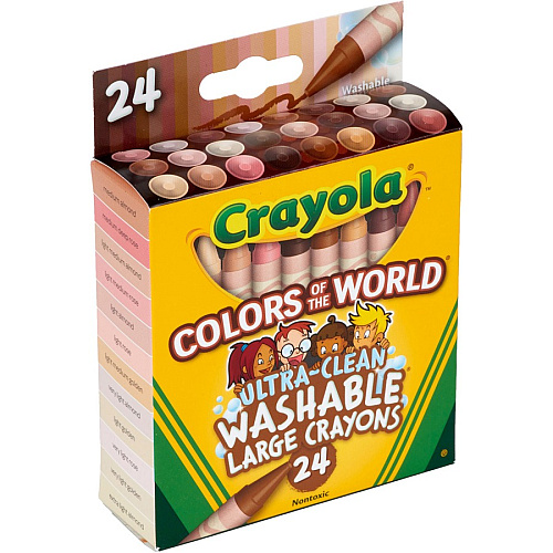Crayola Ultra-Clean Washabe Large Crayons Assorted, Almond, Rose, Gold - 24 / Pack (520134)