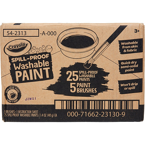 Crayola Spill Proof Washable Paint Set Art, Craft - Recommended For 3 Year - 25 / Pack (542313)