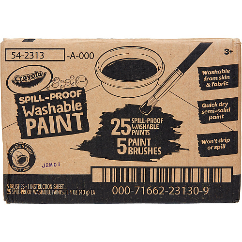 Crayola Spill Proof Washable Paint Set Art, Craft - Recommended For 3 Year - 25 / Pack (542313)