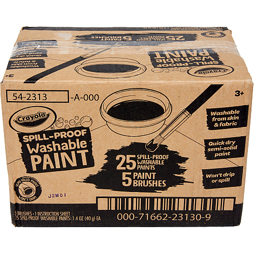Crayola Spill Proof Washable Paint Set Art, Craft - Recommended For 3 Year - 25 / Pack (542313)