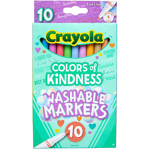 Crayola Colors of Kindness Markers Fine Marker Point - Washable - Multicolor Ink - Water Based - Assorted Barrel - 10 / Pack (587807)
