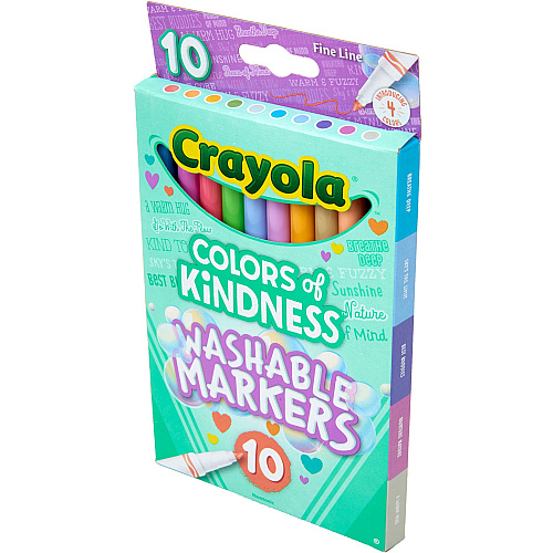 Crayola Colors of Kindness Markers Fine Marker Point - Washable - Multicolor Ink - Water Based - Assorted Barrel - 10 / Pack (587807)