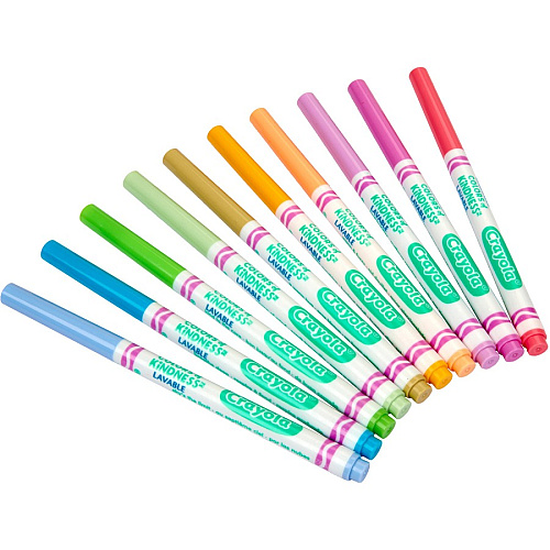 Crayola Colors of Kindness Markers Fine Marker Point - Washable - Multicolor Ink - Water Based - Assorted Barrel - 10 / Pack (587807)