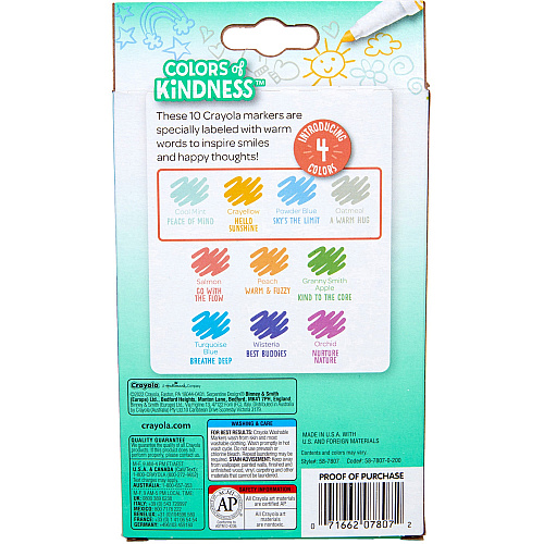 Crayola Colors of Kindness Markers Fine Marker Point - Washable - Multicolor Ink - Water Based - Assorted Barrel - 10 / Pack (587807)