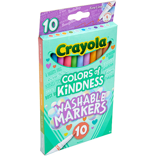 Crayola Colors of Kindness Markers Fine Marker Point - Washable - Multicolor Ink - Water Based - Assorted Barrel - 10 / Pack (587807)