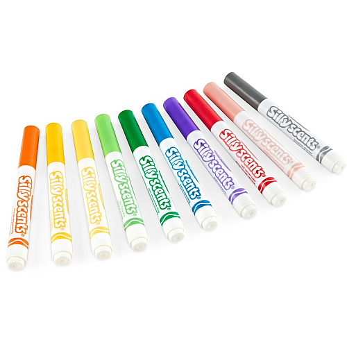 Crayola Silly Scents Slim Scented Washable Markers Broad Marker Point - Washable - Assorted Ink - Water Based - Assorted Barrel - 10 / Pack (588274)