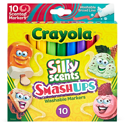 Crayola Silly Scents Slim Scented Washable Markers Broad Marker Point - Washable - Assorted Ink - Water Based - Assorted Barrel - 10 / Pack (588274)