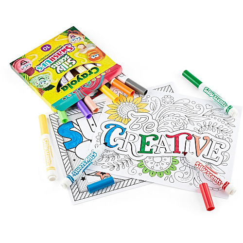 Crayola Silly Scents Slim Scented Washable Markers Broad Marker Point - Washable - Assorted Ink - Water Based - Assorted Barrel - 10 / Pack (588274)