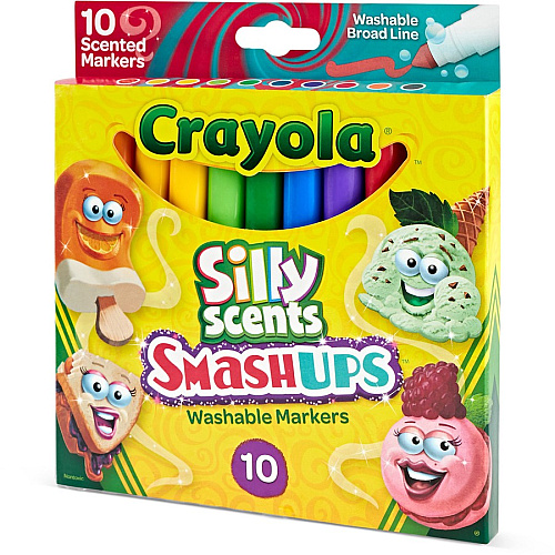 Crayola Silly Scents Slim Scented Washable Markers Broad Marker Point - Washable - Assorted Ink - Water Based - Assorted Barrel - 10 / Pack (588274)