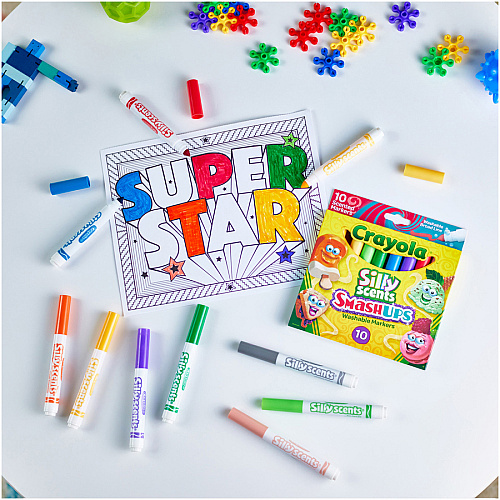 Crayola Silly Scents Slim Scented Washable Markers Broad Marker Point - Washable - Assorted Ink - Water Based - Assorted Barrel - 10 / Pack (588274)