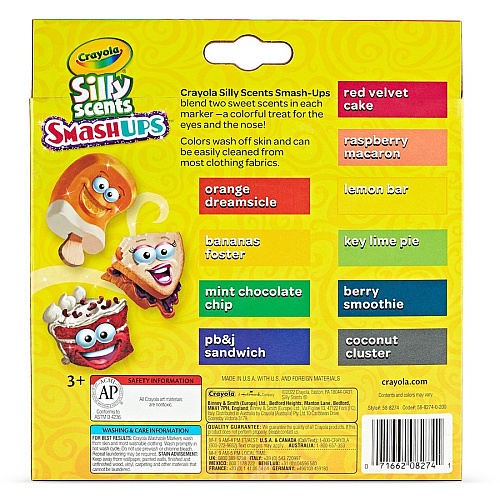 Crayola Silly Scents Slim Scented Washable Markers Broad Marker Point - Washable - Assorted Ink - Water Based - Assorted Barrel - 10 / Pack (588274)