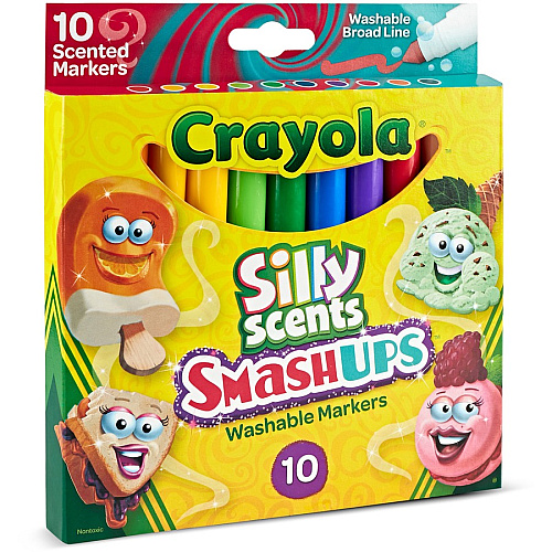 Crayola Silly Scents Slim Scented Washable Markers Broad Marker Point - Washable - Assorted Ink - Water Based - Assorted Barrel - 10 / Pack (588274)