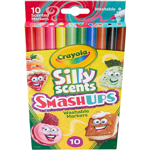 Crayola Silly Scents Slim Scented Washable Markers Broad, Fine Marker Point - Washable - Assorted Ink - Water Based - Assorted Barrel - 10 / Pack (588275)