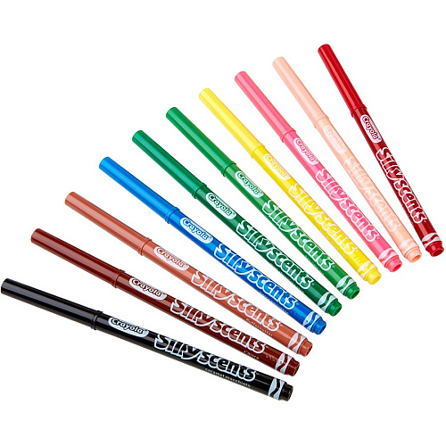 Crayola Silly Scents Slim Scented Washable Markers Broad, Fine Marker Point - Washable - Assorted Ink - Water Based - Assorted Barrel - 10 / Pack (588275)