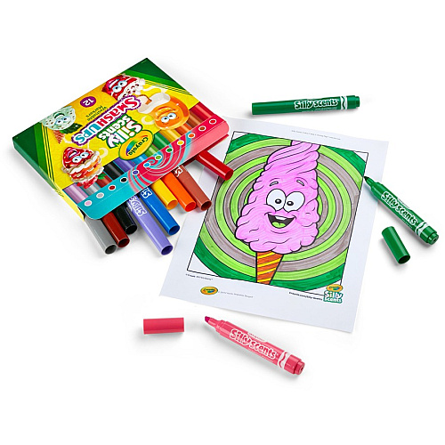 Crayola Silly Scents Slim Scented Washable Markers Washable - Assorted Ink - 12 / Pack (588279)