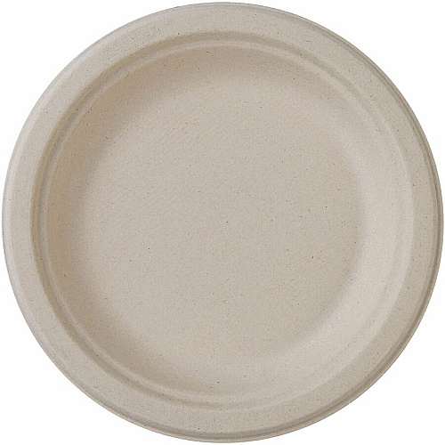 Genuine Joe 6" Compostable Plates Breakroom, Office - Disposable - 6" Diameter - White, Natural - Sugarcane Body - 50 / Pack (GJO10229)