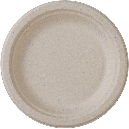 Genuine Joe 6" Compostable Plates Breakroom, Office - Disposable - 6" Diameter - White, Natural - Sugarcane Body - 50/Pack - 20 / Carton (GJO10229CT)