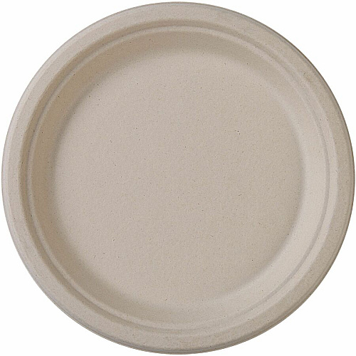 Genuine Joe 9" Compostable Plates Breakroom, Office - Disposable - 9" Diameter - White, Natural - Sugarcane Body - 50 / Pack (GJO10230)