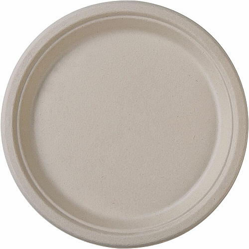 Genuine Joe 10" Compostable Plates Breakroom, Office - Disposable - 10" Diameter - White, Natural - Sugarcane Body - 50 / Pack (GJO10232)