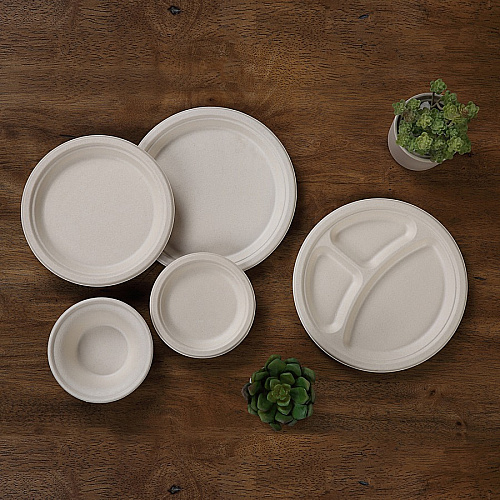 Genuine Joe 12 oz Compostable Bowls Breakroom, Office - Disposable - White, Natural - Sugarcane Body - 50 / Pack (GJO10233)