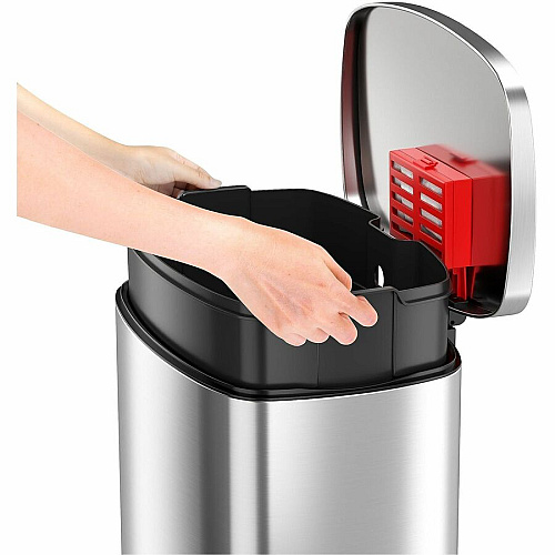HLS Commercial Fire-Rated Soft Step Trash Can 13.20 gal Capacity - Pedal Control, Handle, Durable, Smooth, Lid Closure, Fingerprint Proof, Fire Retardant, Removable Inner Bin - 26" Height x 16.8" Width - Stainless Steel - Silver - 1 Each (HLSS13RFR)