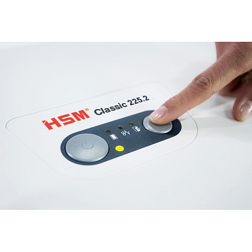 HSM Classic 225.2 - 1/32" x 3/16" + External Autom. Oiler Continuous Shredder - Particle Cut - 7 Per Pass - for shredding Paper, Staples, Paper Clip - 0.031" x 0.187" Shred Size - P-7/F-3 - 11.81" Throat - 31.70 gal Wastebin Capacity - 1400 W - (1458133O)