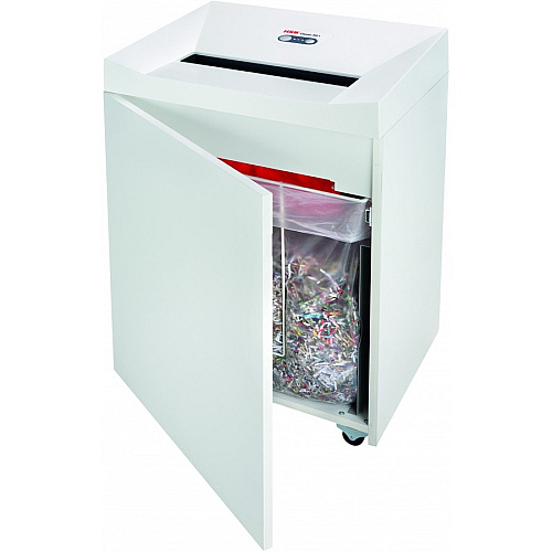 HSM Classic 390.3 - 1/32" x 3/16" + External Autom. Oiler Continuous Shredder - Particle Cut - 7 Per Pass - for shredding Paper, Staples, Paper Clip - 0.031" x 0.187" Shred Size - P-7/F-3 - 15.75" Throat - 39.10 gal Wastebin Capacity - Light Gr (1660143O)