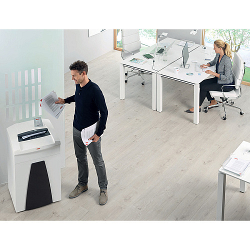 HSM SECURIO B24 - 3/16" x 1 1/8" Continuous Shredder - Particle Cut - 16 Per Pass - for shredding Paper, Paper Clip, Staples, CD, DVD, Credit Card - 0.187" x 1.125" Shred Size - P-4/O-3/T-4/E-3/F-1 - 9.45" Throat - 9.20 gal Wastebin Capacity - B (1783113)