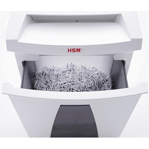 HSM SECURIO B22 - 1/8" x 1 1/8" Continuous Shredder - Particle Cut - 11 Per Pass - for shredding Paper, Paper Clip, Staples, CD, DVD, Credit Card - 0.125" x 1.125" Shred Size - P-4/T-4/E-3/F-1 - 9.45" Throat - 8.70 gal Wastebin Capacity - White  (1833123)