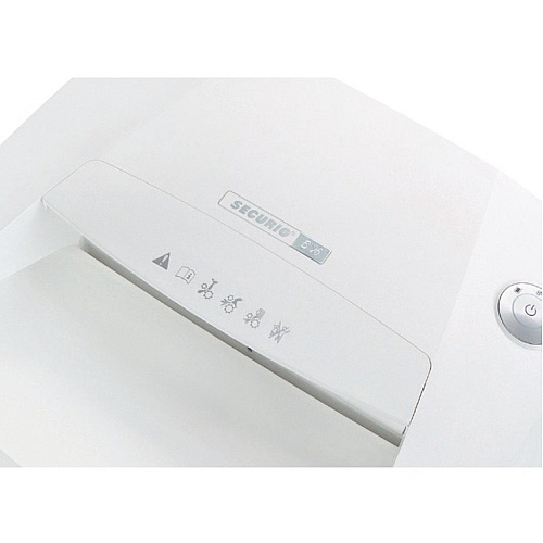HSM SECURIO B22 - 1/8" x 1 1/8" Continuous Shredder - Particle Cut - 11 Per Pass - for shredding Paper, Paper Clip, Staples, CD, DVD, Credit Card - 0.125" x 1.125" Shred Size - P-4/T-4/E-3/F-1 - 9.45" Throat - 8.70 gal Wastebin Capacity - White  (1833123)