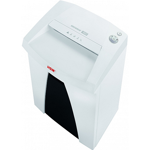 HSM SECURIO B22 - 1/8" x 1 1/8" Continuous Shredder - Particle Cut - 11 Per Pass - for shredding Paper, Paper Clip, Staples, CD, DVD, Credit Card - 0.125" x 1.125" Shred Size - P-4/T-4/E-3/F-1 - 9.45" Throat - 8.70 gal Wastebin Capacity - White  (1833123)