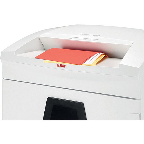 HSM SECURIO B34 - 1/4" Continuous Shredder - Strip Cut - 32 Per Pass - for shredding Paper, Paper Clip, Staples, CD, DVD, Credit Card - 0.250" Shred Size - P-2/O-2/T-2/E-2 - 12.20" Throat - 26.40 gal Wastebin Capacity - White - 1 Each (1841113)