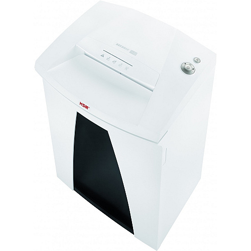 HSM SECURIO B34 - 1/4" Continuous Shredder - Strip Cut - 32 Per Pass - for shredding Paper, Paper Clip, Staples, CD, DVD, Credit Card - 0.250" Shred Size - P-2/O-2/T-2/E-2 - 12.20" Throat - 26.40 gal Wastebin Capacity - White - 1 Each (1841113)