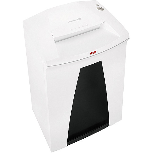 HSM SECURIO B34 - 1/32" x 3/16" + External Autom. Oiler Continuous Shredder - Particle Cut - 5 Per Pass - for shredding Paper - 0.031" x 0.187" Shred Size - P-7/F-3 - 12.20" Throat - 26.40 gal Wastebin Capacity - White - TAA Compliant - 1 Each (1844113O)