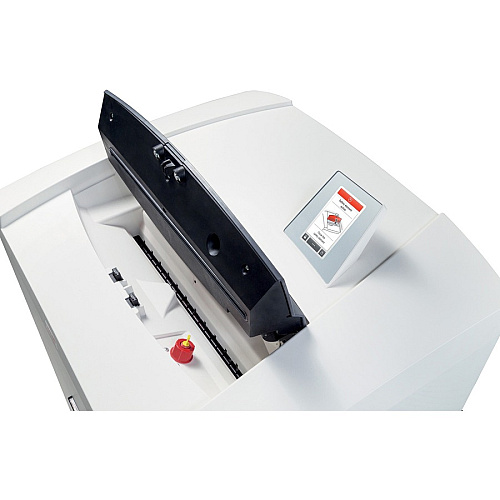 HSM Securio P44 L4 Micro-cut Shredder Continuous Shredder - Micro Cut - 30 Per Pass - for shredding Staples, USB Stick, Paper, Paper Clip, Credit Card - 55 gal Wastebin Capacity - White - 1 Each (1872103)