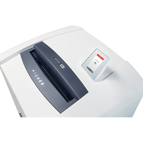 HSM Securio P44 L4 Micro-cut Shredder Continuous Shredder - Micro Cut - 30 Per Pass - for shredding Staples, USB Stick, Paper, Paper Clip, Credit Card - 55 gal Wastebin Capacity - White - 1 Each (1872103)