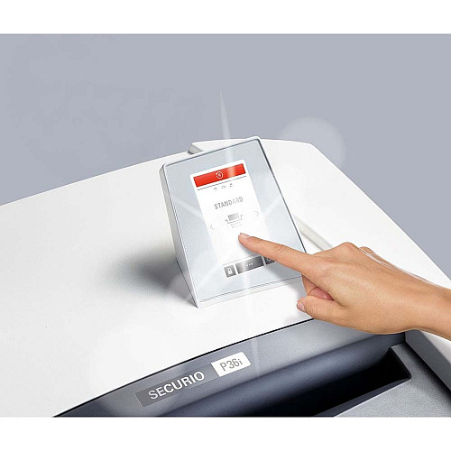 HSM Securio P40i Shredder Continuous Shredder - Strip Cut - 60 Per Pass - for shredding Staples, Store Card, Paper, Paper Clip, Credit Card, CD, DVD, 3.5" Floppy Disk - 0.250" Shred Size - 40 gal Wastebin Capacity - White - TAA Compliant (1881121)