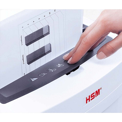 HSM Securio P40i Shredder Continuous Shredder - Strip Cut - 60 Per Pass - for shredding Staples, Store Card, Paper, Paper Clip, Credit Card, CD, DVD, 3.5" Floppy Disk - 0.250" Shred Size - 40 gal Wastebin Capacity - White - TAA Compliant (1881121)