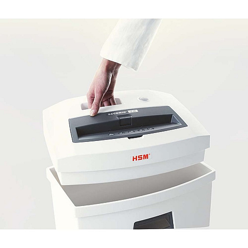 HSM SECURIO C16 - 5/32" x 1" Particle Cut - 7 Per Pass - for shredding Staples, Paper, Paper Clip, Credit Card - 0.156" x 1" Shred Size - P-4/T-4/E-3/F-1 - 8.86" Throat - 6.60 gal Wastebin Capacity - White - TAA Compliant - 1 Each (1902113)