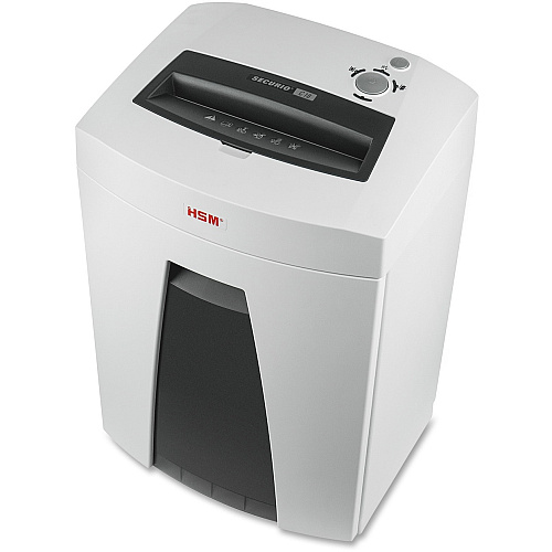 HSM SECURIO C18 - 1/4" Continuous Shredder - Strip Cut - 19 Per Pass - for shredding Staples, Paper, Paper Clip, Credit Card, CD, DVD - 0.250" Shred Size - P-2/O-2/T-2/E-2 - 9.06" Throat - 6.60 gal Wastebin Capacity - White, Black - TAA Complian (1911123)