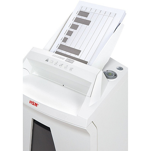 HSM SECURIO AF500 - 1/16" x 5/8" Continuous Shredder - Particle Cut - 11 Per Pass - for shredding Staples, Paper, Paper Clip, Credit Card - 0.187" x 1.250" Shred Size - P-5/T-5/E-4/F-2 - 9.45" Throat - 21.70 gal Wastebin Capacity - White - 1 Eac (2102113)