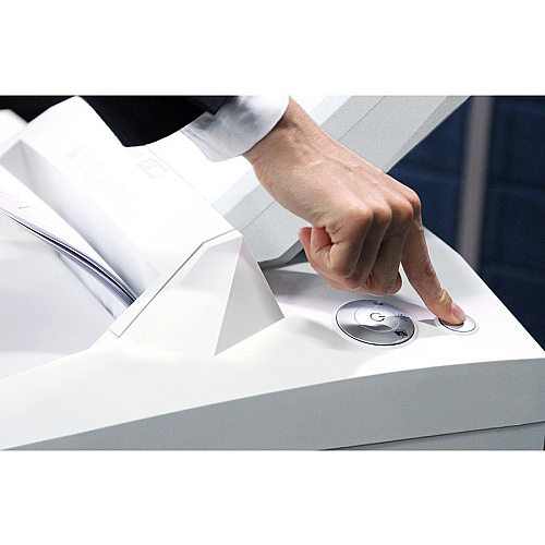 HSM SECURIO AF500 - 1/16" x 5/8" Continuous Shredder - Particle Cut - 11 Per Pass - for shredding Staples, Paper, Paper Clip, Credit Card - 0.187" x 1.250" Shred Size - P-5/T-5/E-4/F-2 - 9.45" Throat - 21.70 gal Wastebin Capacity - White - 1 Eac (2102113)