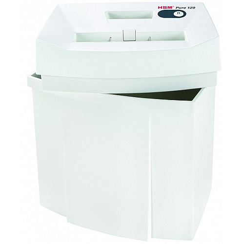 HSM Pure 120 - 1/8" Strip Cut - 12 Per Pass - for shredding Staples, Paper, Paper Clip, Credit Card - 0.125" Shred Size - P-2/T-2/E-2 - 8.86" Throat - 5.30 gal Wastebin Capacity - White - 1 Each (2310113)