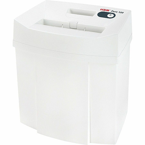 HSM Pure 120 - 1/8" Strip Cut - 12 Per Pass - for shredding Staples, Paper, Paper Clip, Credit Card - 0.125" Shred Size - P-2/T-2/E-2 - 8.86" Throat - 5.30 gal Wastebin Capacity - White - 1 Each (2310113)