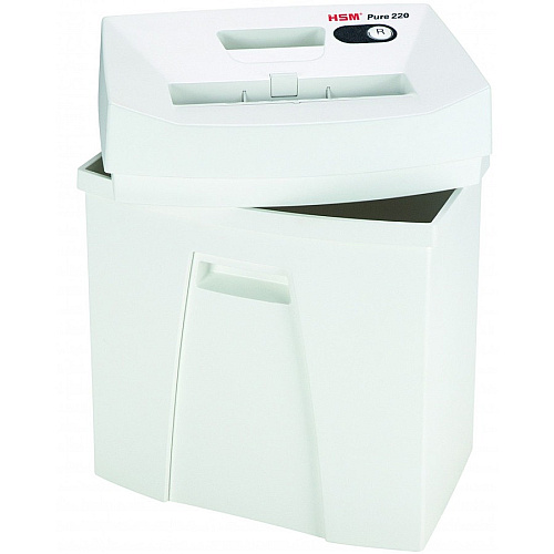 HSM Pure 220 - 1/8" Strip Cut - 14 Per Pass - for shredding Staples, Paper, Paper Clip, Credit Card - 0.125" Shred Size - P-2/T-2/E-2 - 8.86" Throat - 6.60 gal Wastebin Capacity - White - 1 Each (2320113)