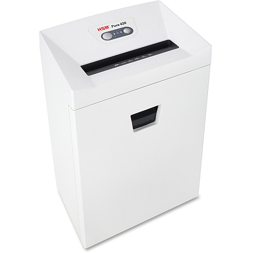 HSM Pure 420 - 3/16" x 1 1/8" Continuous Shredder - Particle Cut - 15 Per Pass - for shredding Staples, Paper, Paper Clip, Credit Card, CD, DVD - 0.188" x 1.125" Shred Size - P-4/O-3/T-4/E-3/F-1 - 9.45" Throat - 9.20 gal Wastebin Capacity - Whit (2343113)