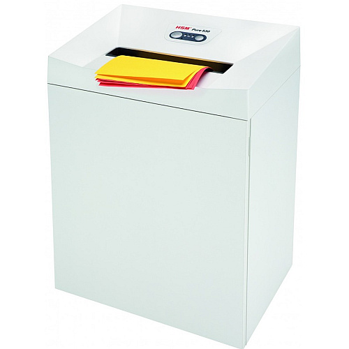 HSM Pure 530 - 3/16" x 1 1/8" Continuous Shredder - Particle Cut - 16 Per Pass - for shredding Staples, Paper, Paper Clip, Credit Card, CD, DVD - 0.188" x 1.125" Shred Size - P-4/O-3/T-4/E-3/F-1 - 11.81" Throat - 21.10 gal Wastebin Capacity - Wh (2353113)