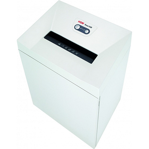 HSM Pure 530 - 3/16" x 1 1/8" Continuous Shredder - Particle Cut - 16 Per Pass - for shredding Staples, Paper, Paper Clip, Credit Card, CD, DVD - 0.188" x 1.125" Shred Size - P-4/O-3/T-4/E-3/F-1 - 11.81" Throat - 21.10 gal Wastebin Capacity - Wh (2353113)